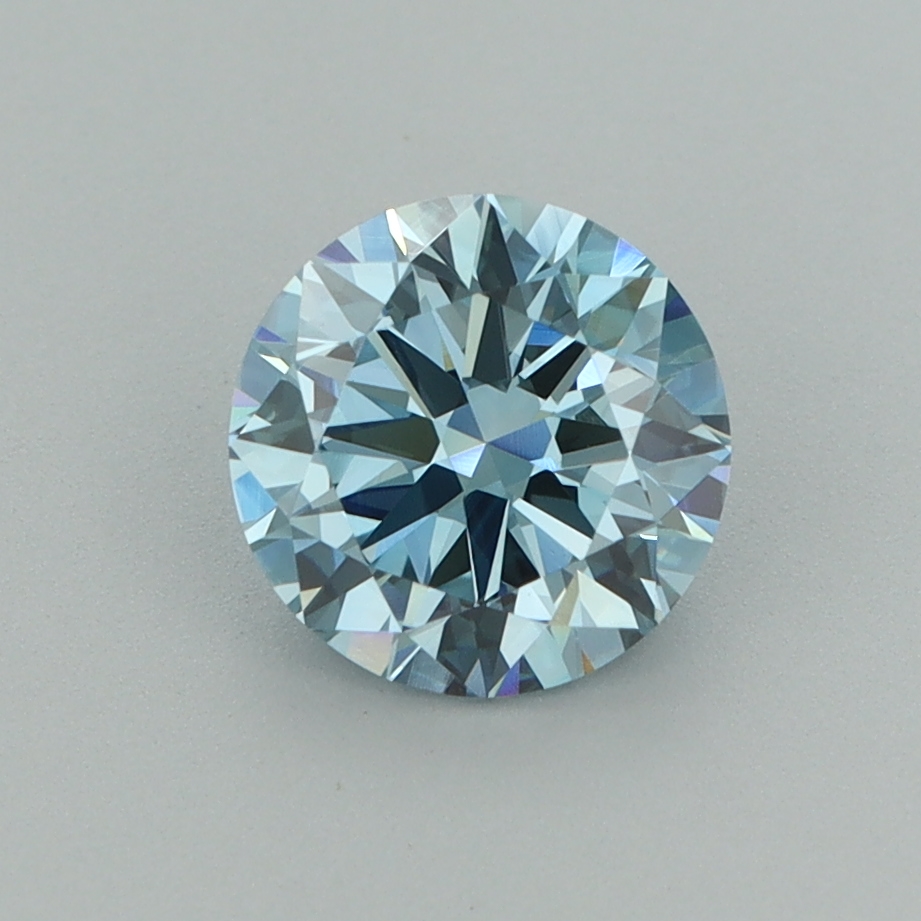 Actual 1.29 carat Vivid Blue Round lab-grown diamond